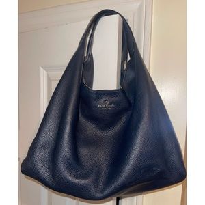 Kate Spade Navy Blue Pebble Leather Hobo with Gold Hardware